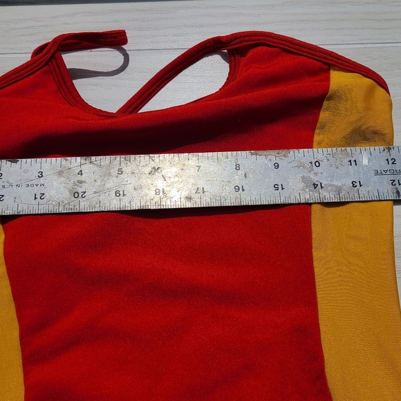 Pandora One Piece Swimsuit Bathing Suit Red With Yellow Stripe Large - Picture 8 of 9